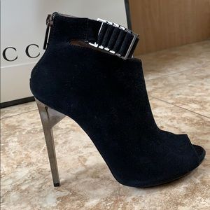 Herve Leger suede and leather bootie.